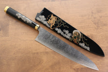  Takeshi Saji SG2 Diamond Finish Gyuto 210mm Maki-e Art Fujin&Raijin Handle with Sheath - Seisuke Knife