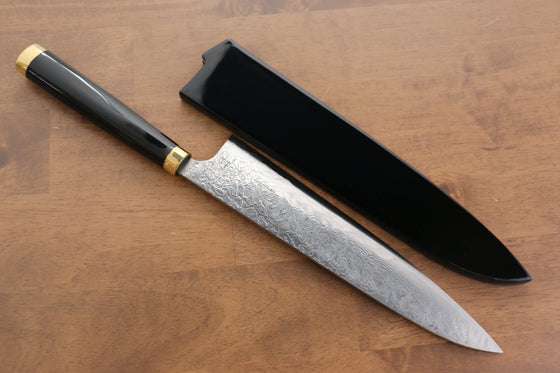 Takeshi Saji SG2 Diamond Finish Gyuto 210mm Maki-e Art Fujin&Raijin Handle with Sheath - Seisuke Knife