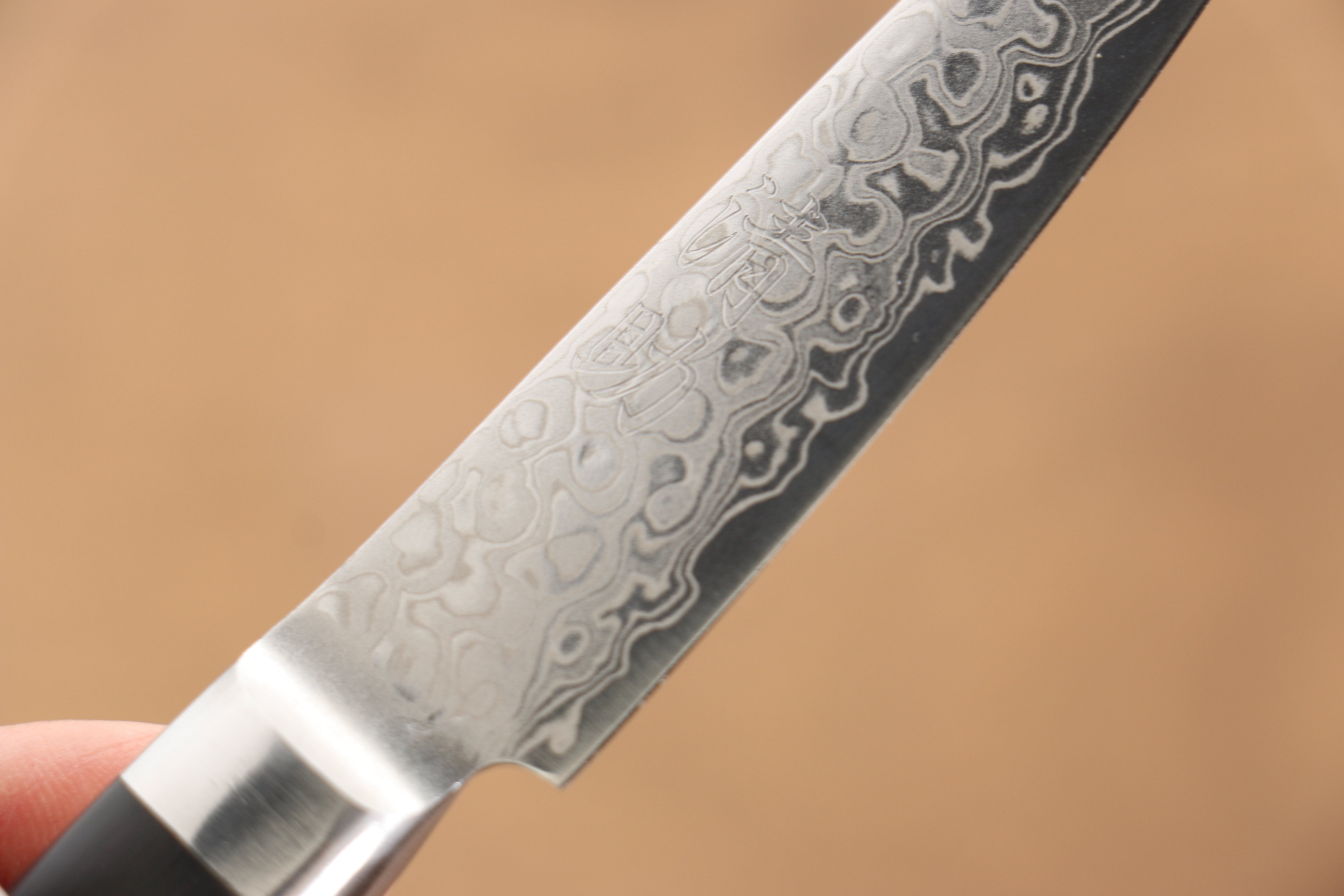 Seisuke Kagami AUS10 Migaki Damascus Petty-Utility 80mm Black Pakkawood Handle - Seisuke Knife