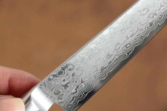 Seisuke Kagami AUS10 Mirrored Finish Damascus 45 Layer Petty-Utility  135mm Black Pakka wood Handle - Seisuke Knife