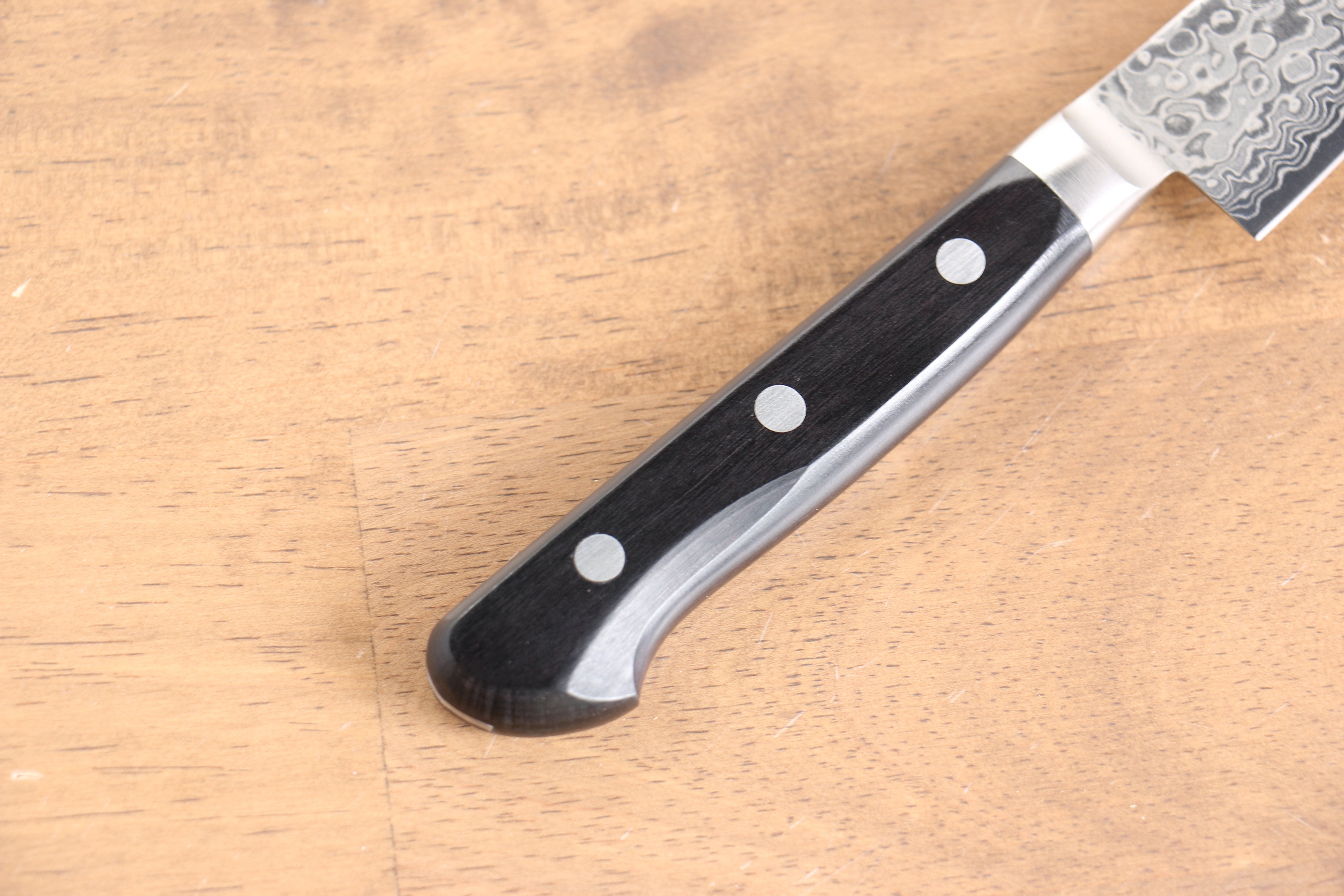 Seisuke Kagami AUS10 Migaki Damascus 45 Layer Petty-Utility 135mm Black Pakkawood Handle - Seisuke Knife