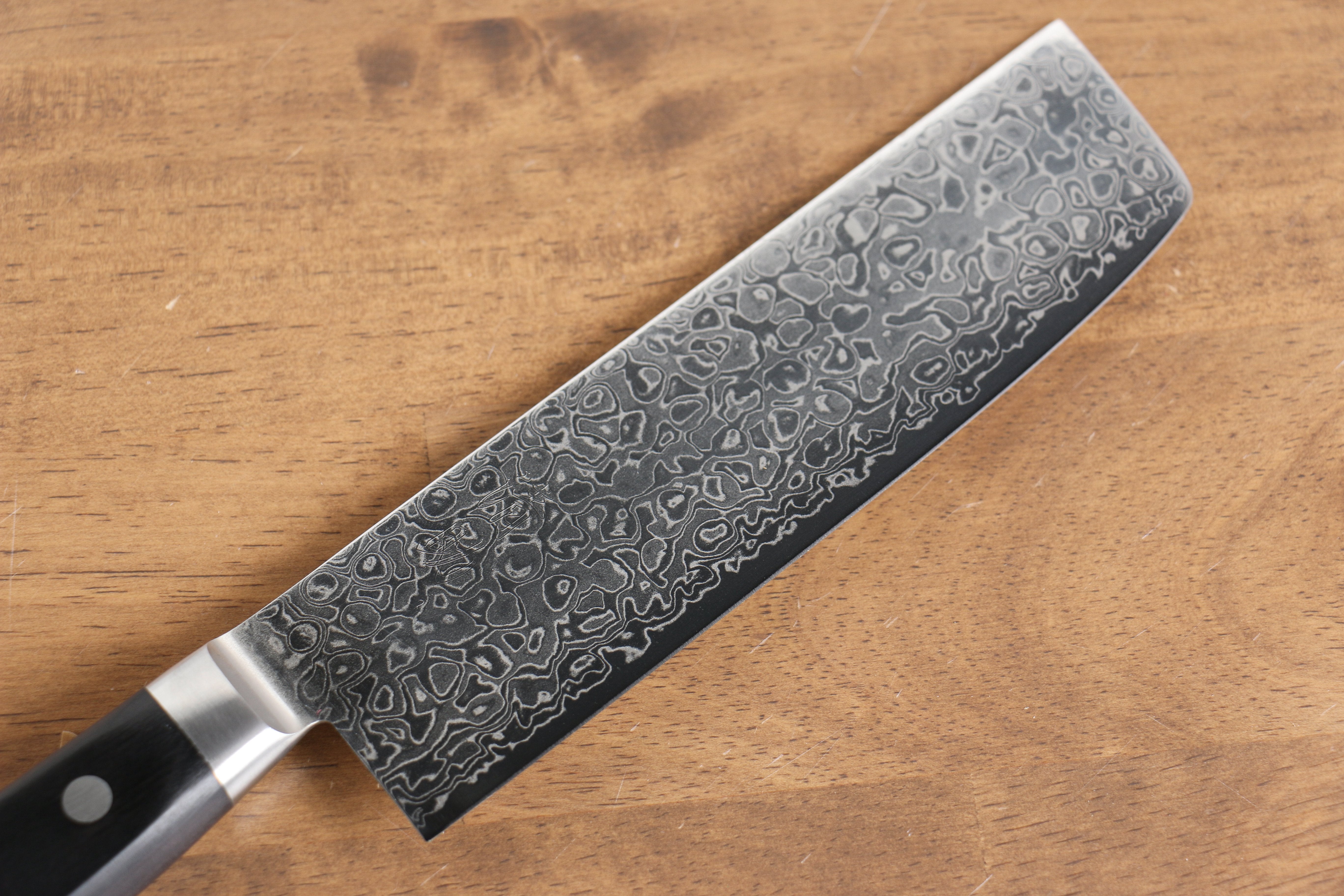 Seisuke Kagami AUS10 Mirrored Finish Damascus Nakiri 170mm Black Pakka wood Handle - Seisuke Knife