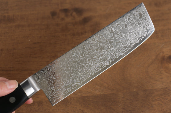 Seisuke Kagami AUS10 Mirrored Finish Damascus Nakiri 170mm Black Pakka wood Handle - Seisuke Knife