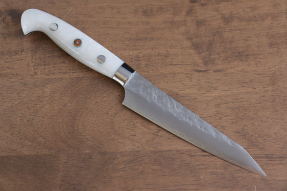 Yu Kurosaki Senko Ei SG2 Hammered Petty-Utility 130mm with White Acrylic Handle - Seisuke Knife