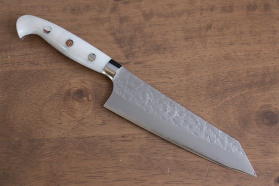 Yu Kurosaki Senko Ei SG2 Hammered Small Santoku 150mm with White Acrylic Handle - Seisuke Knife