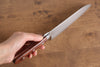 Seisuke Mokusei ZA-18 Mirrored Finish Damascus Santoku 170mm Brown Pakka wood Handle - Seisuke Knife