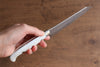 Yu Kurosaki Senko Ei SG2 Hammered Small Santoku 150mm with White Acrylic Handle - Seisuke Knife - Slide 7