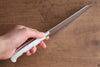 Yu Kurosaki Senko Ei SG2 Hammered Small Santoku 150mm with White Acrylic Handle - Seisuke Knife - Slide 8