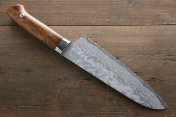 Takeshi Saji VG10 Black Damascus Santoku 180mm Ironwood Handle - Seisuke Knife