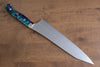 Yu Kurosaki Senko Ei SG2 Hammered Gyuto 240mm Blue Green Acrylic Handle - Seisuke Knife - Slide 2