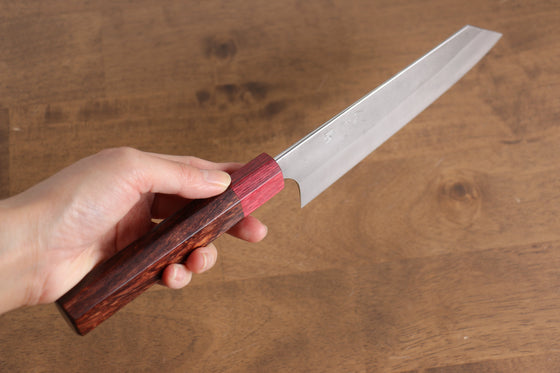 Yoshimi Kato Blue Super Nashiji Bunka 170mm with Red Honduras Handle - Seisuke Knife