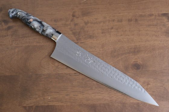 Yu Kurosaki Senko Ei SG2 Hammered Gyuto 240mm Gray Acrylic Handle - Seisuke Knife