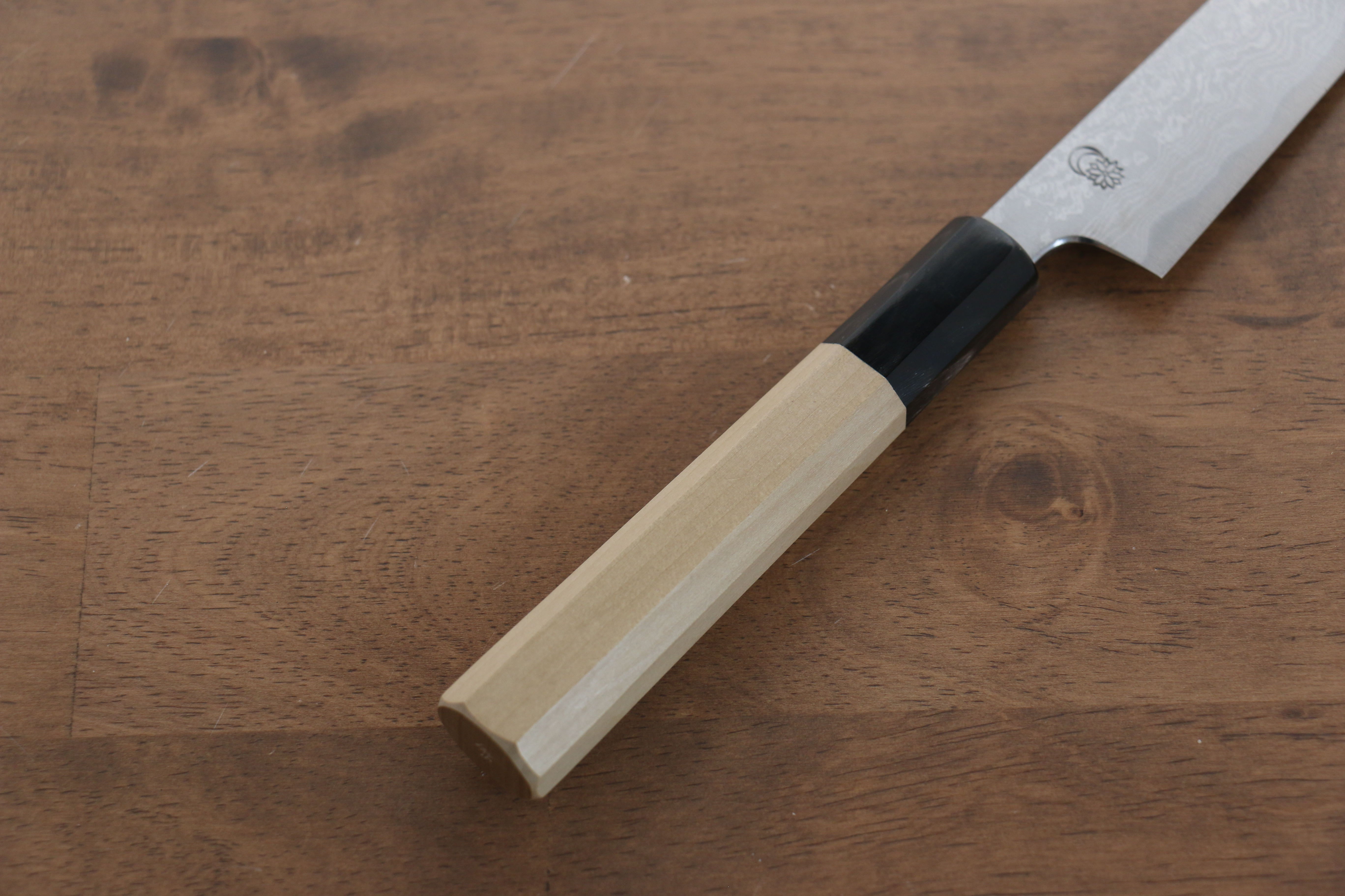 Kikuzuki Blue Steel No.1 Damascus Petty-Utility 150mm Magnolia Handle - Seisuke Knife