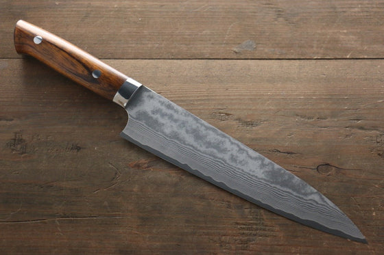 Takeshi Saji VG10 Black Damascus Gyuto 210mm Ironwood Handle - Seisuke Knife