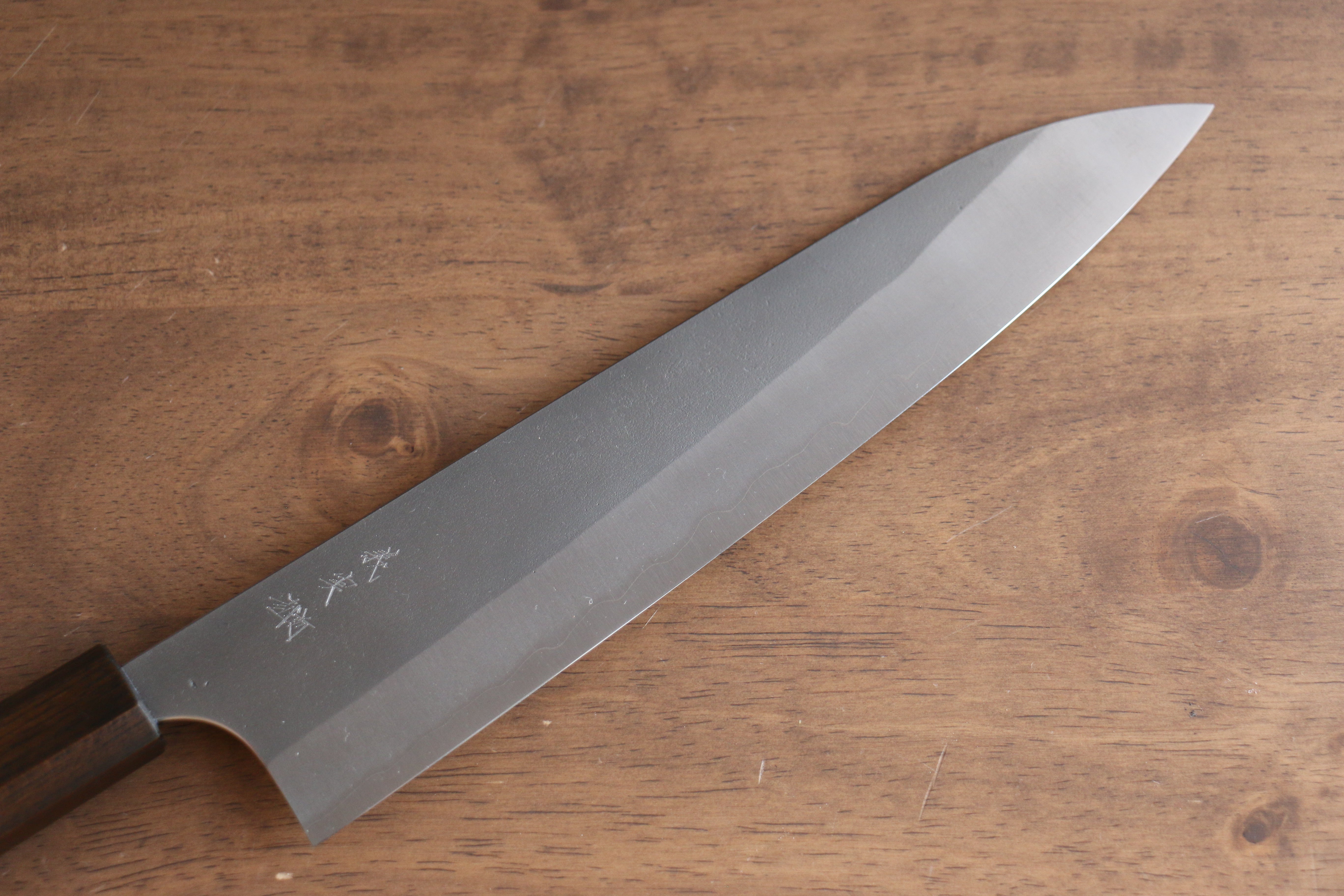 Yoshimi Kato Blue Super Nashiji Gyuto 240mm Enju Lacquered(Black��� Handle - Seisuke Knife