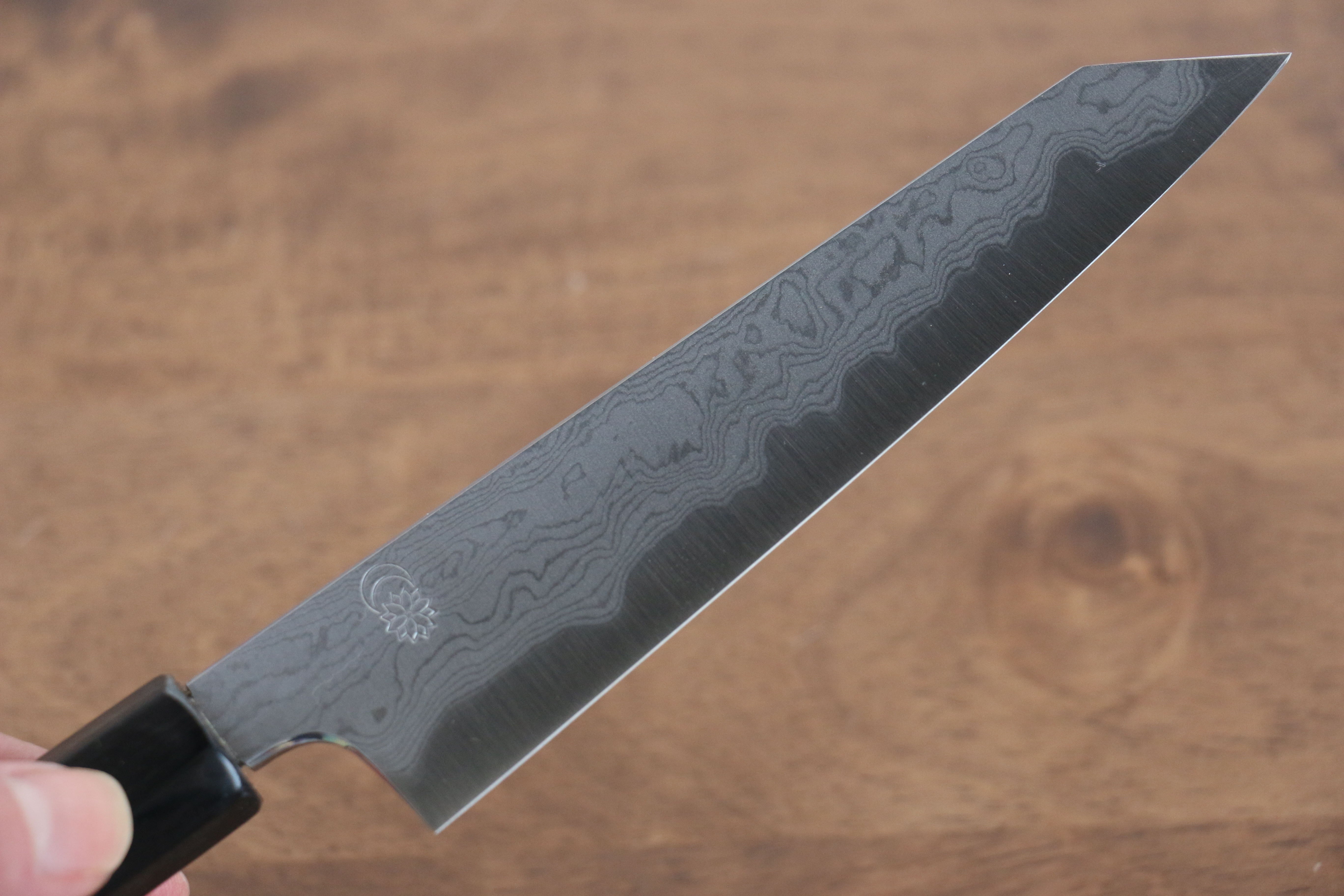 Kikuzuki Blue Steel No.1 Damascus Kiritsuke Petty-Utility 135mm Magnolia Handle - Seisuke Knife