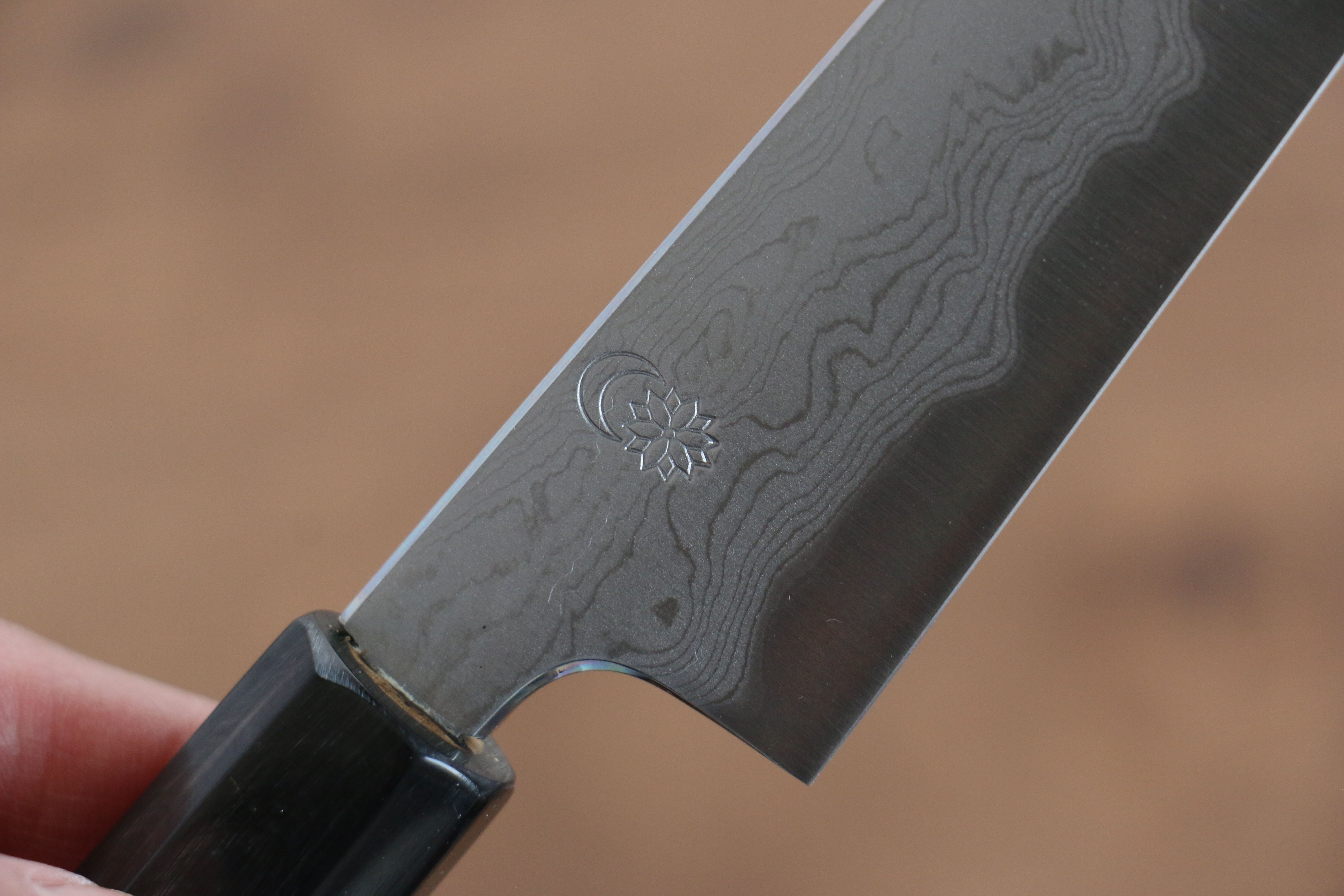 Kikuzuki Blue Steel No.1 Damascus Kiritsuke Petty-Utility 135mm Magnolia Handle - Seisuke Knife