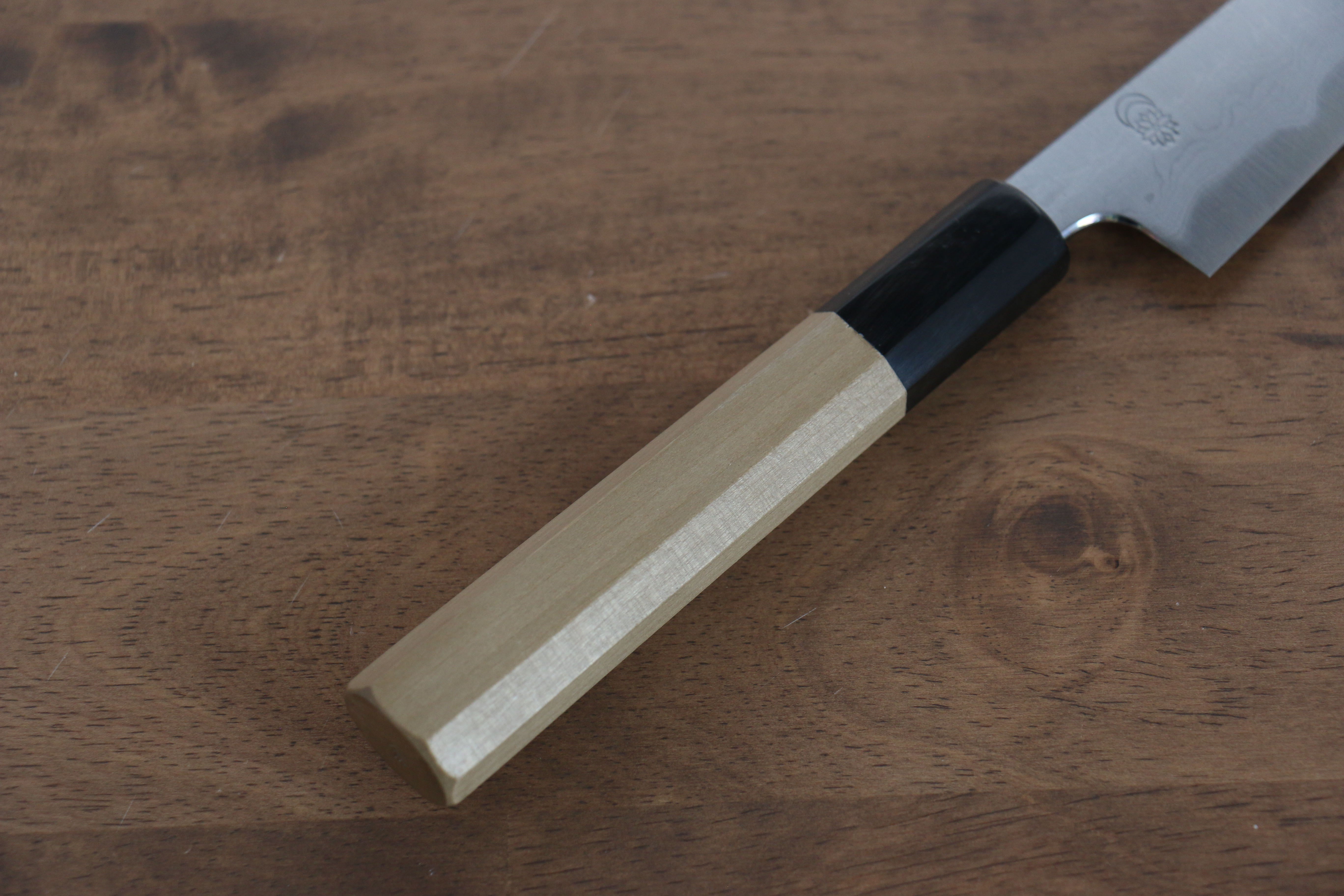 Kikuzuki Blue Steel No.1 Damascus Kiritsuke Petty-Utility 135mm Magnolia Handle - Seisuke Knife