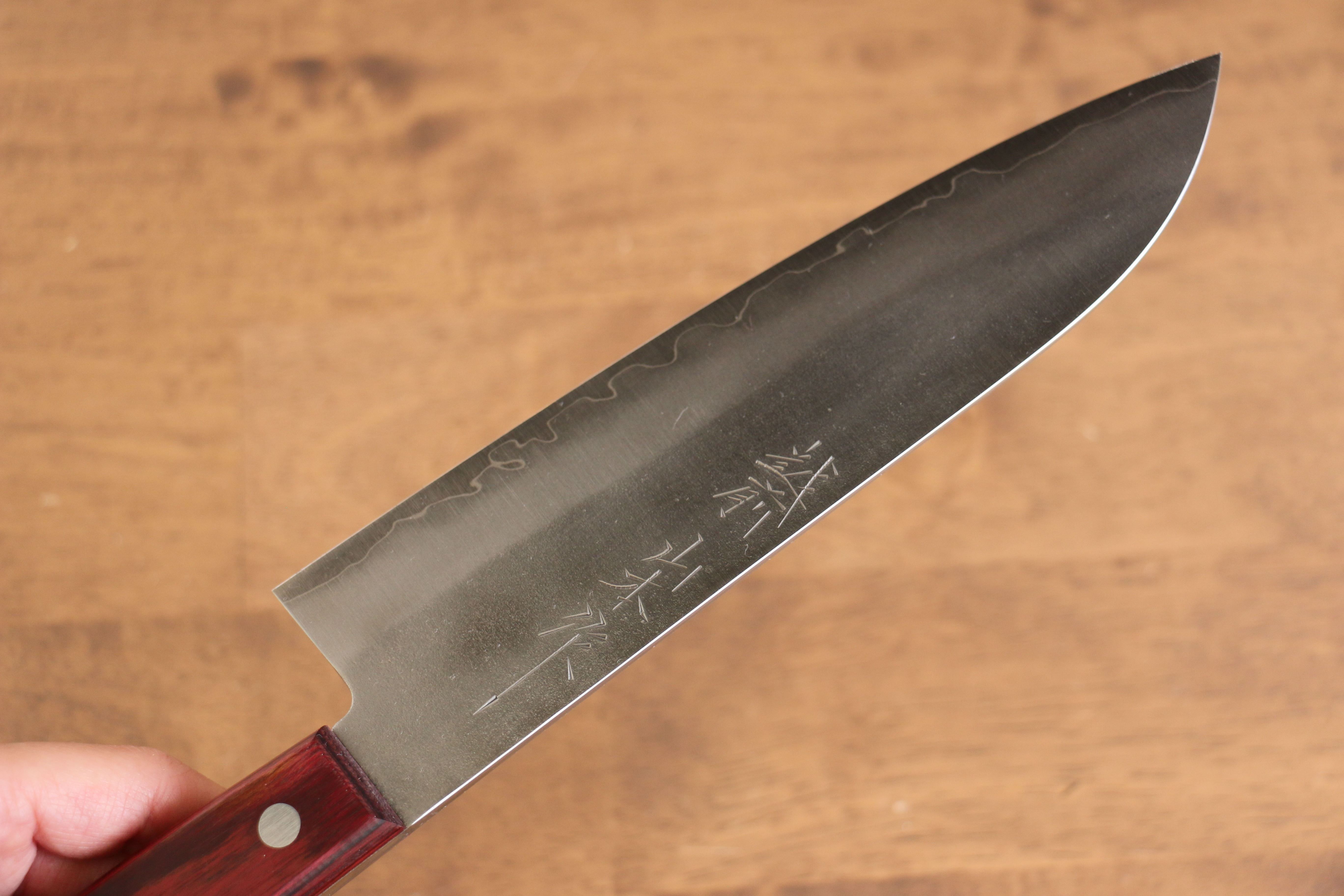 Nao Yamamoto Silver Steel No.3 Nashiji Santoku 180mm with Red Pakkawood Handle - Seisuke Knife