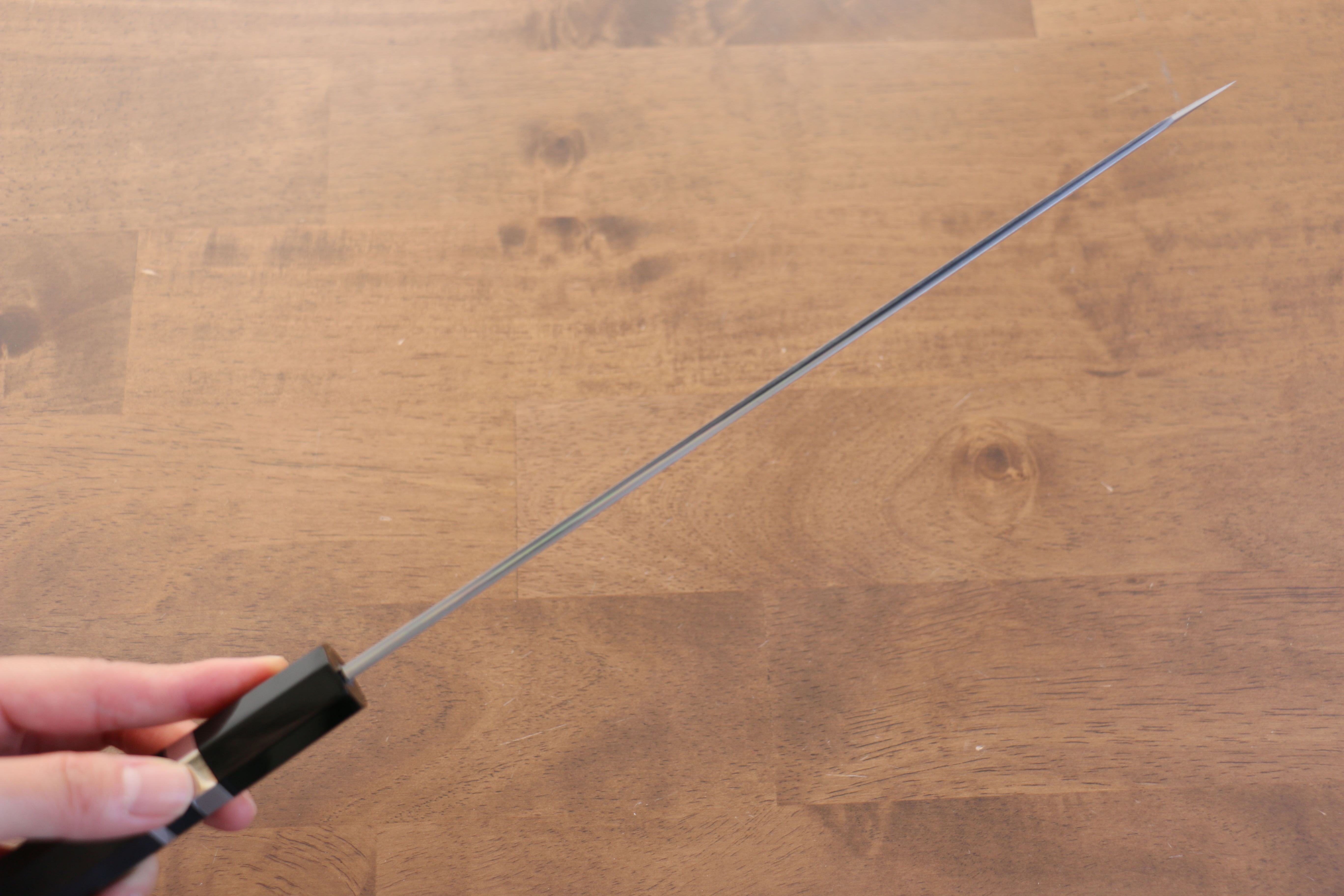 Jikko Blue Steel Damascus Kiritsuke Sujihiki  270mm Ebony with Double Ring Handle - Seisuke Knife