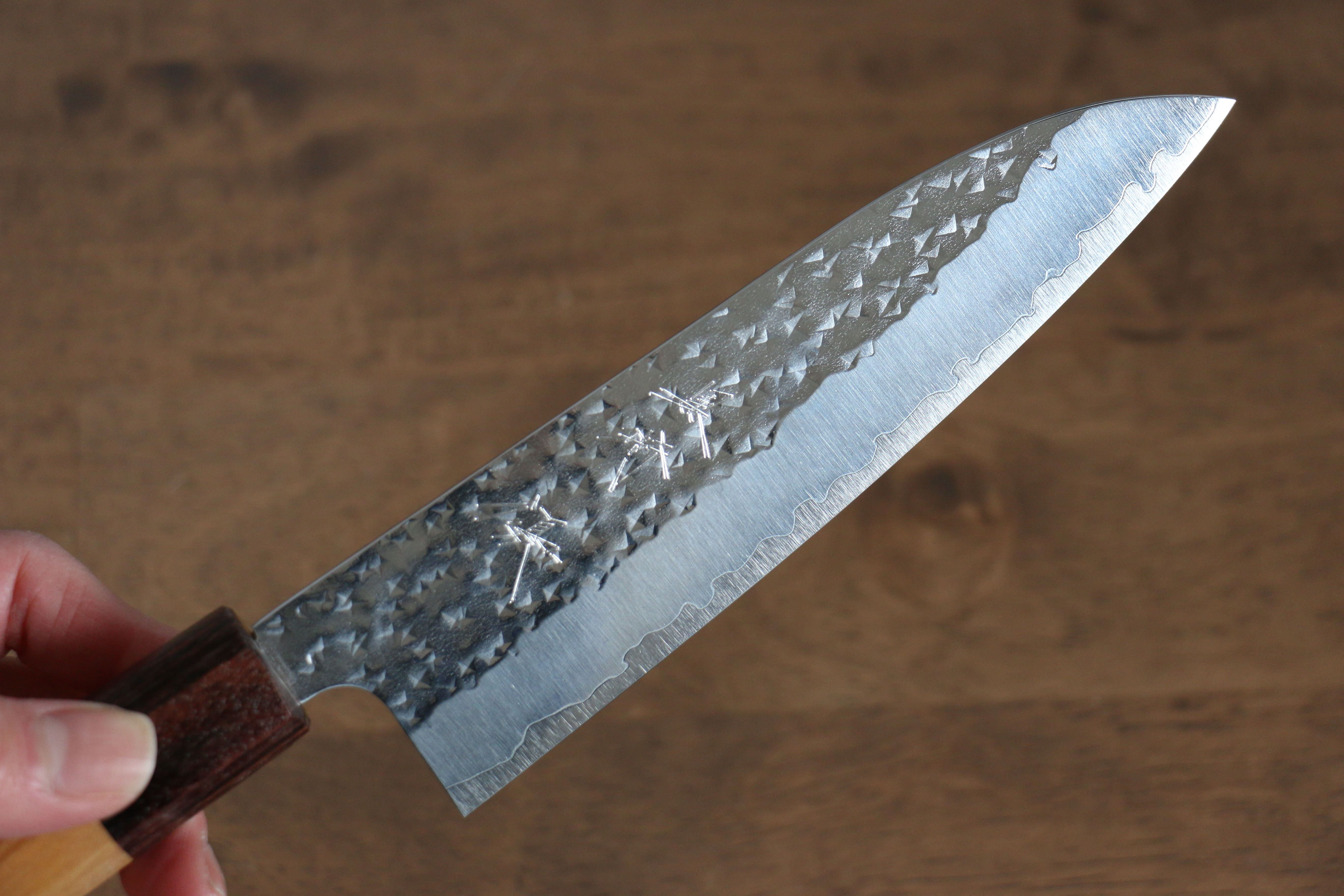 Yu Kurosaki Senko SG2 Hammered Small Santoku 150mm Keyaki Elm Handle - Seisuke Knife