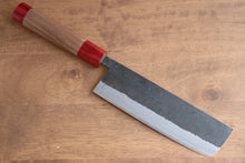  Seisuke Kurumi Blue Steel Kurouchi Usuba 165mm Walnut with Double Red Pakkawood Ring Handle - Seisuke Knife