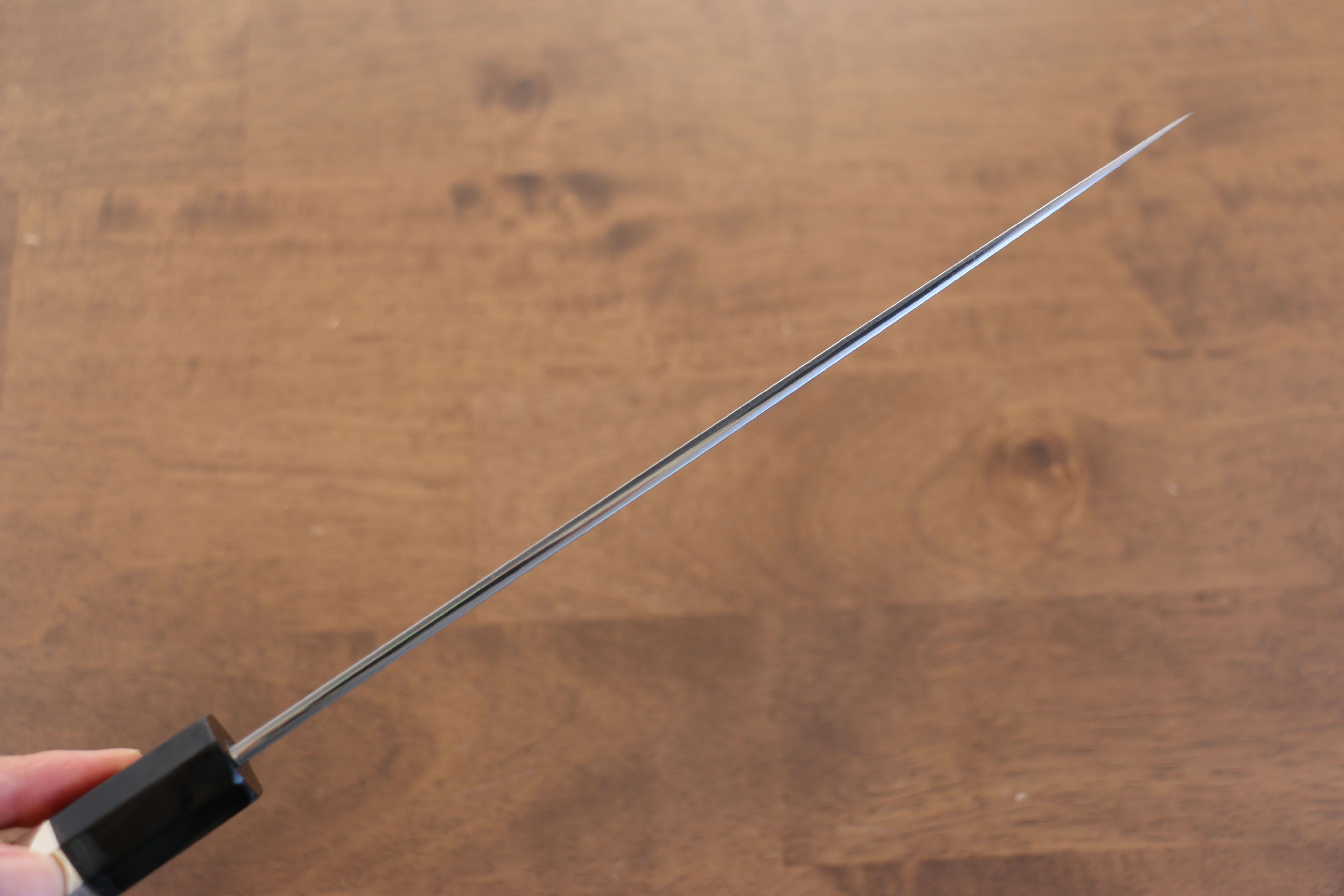 Jikko Blue Steel Damascus Gyuto  210mm Ebony with Double Ring Handle - Seisuke Knife