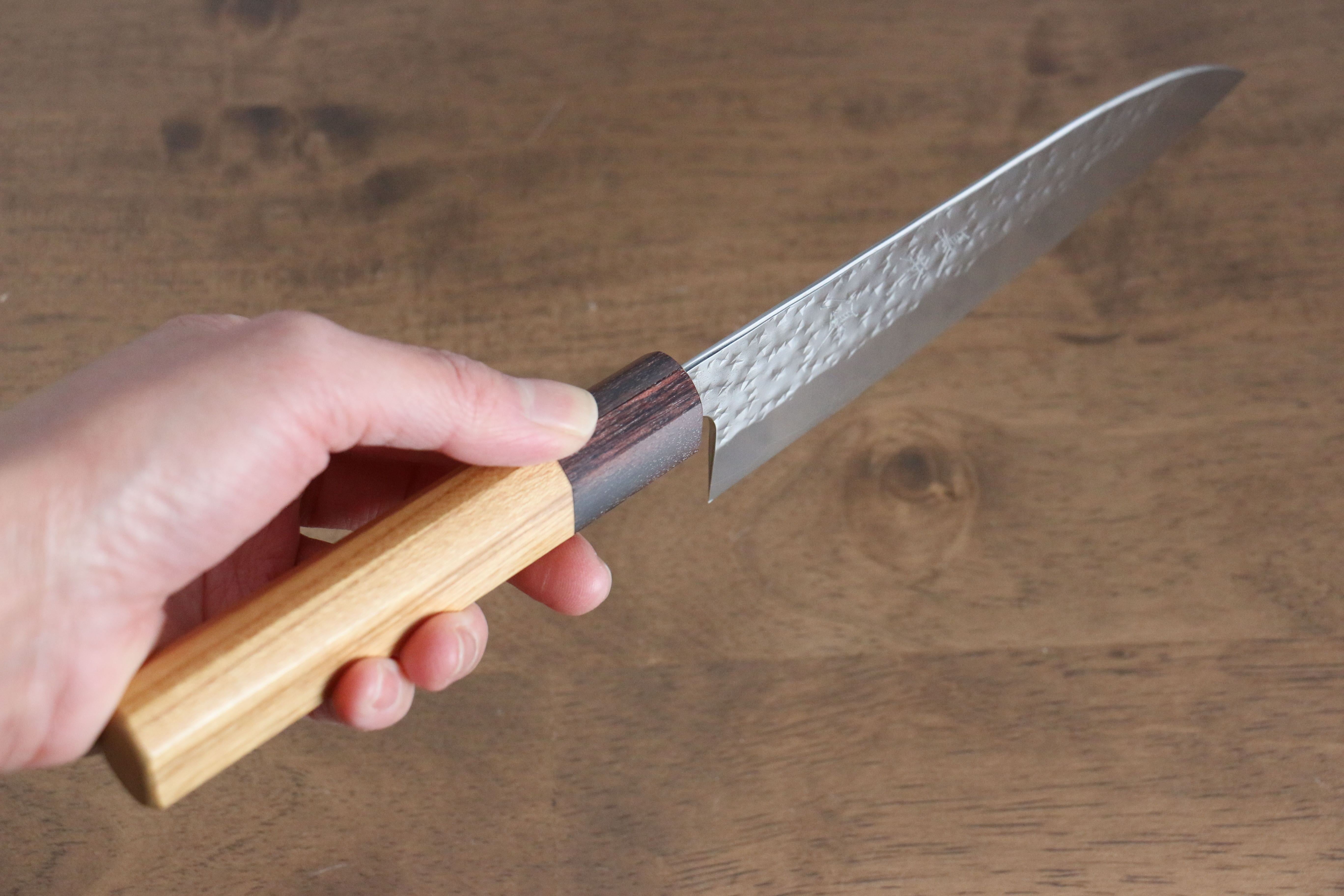 Yu Kurosaki Senko SG2 Hammered Small Santoku 150mm Keyaki Elm Handle - Seisuke Knife