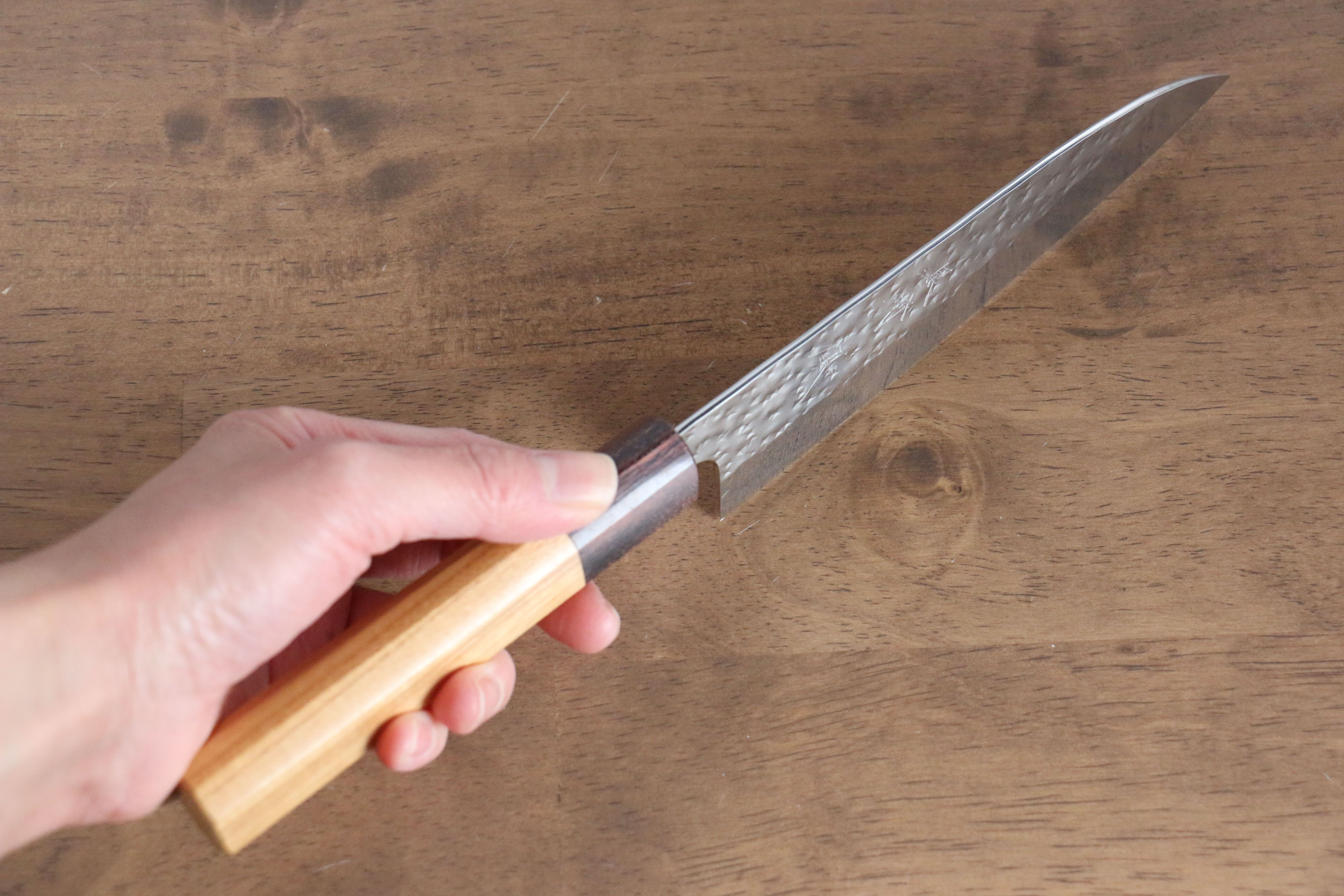 Yu Kurosaki Senko SG2 Hammered Small Santoku 150mm Keyaki Elm Handle - Seisuke Knife