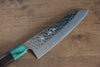 Yu Kurosaki Senko SG2 Hammered Small Santoku 150mm Shitan (ferrule: Green Pakka wood) Handle - Seisuke Knife - Slide 4