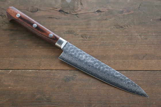 Seisuke VG10 17 Layer Damascus Petty-Utility 135mm Mahogany Handle - Seisuke Knife