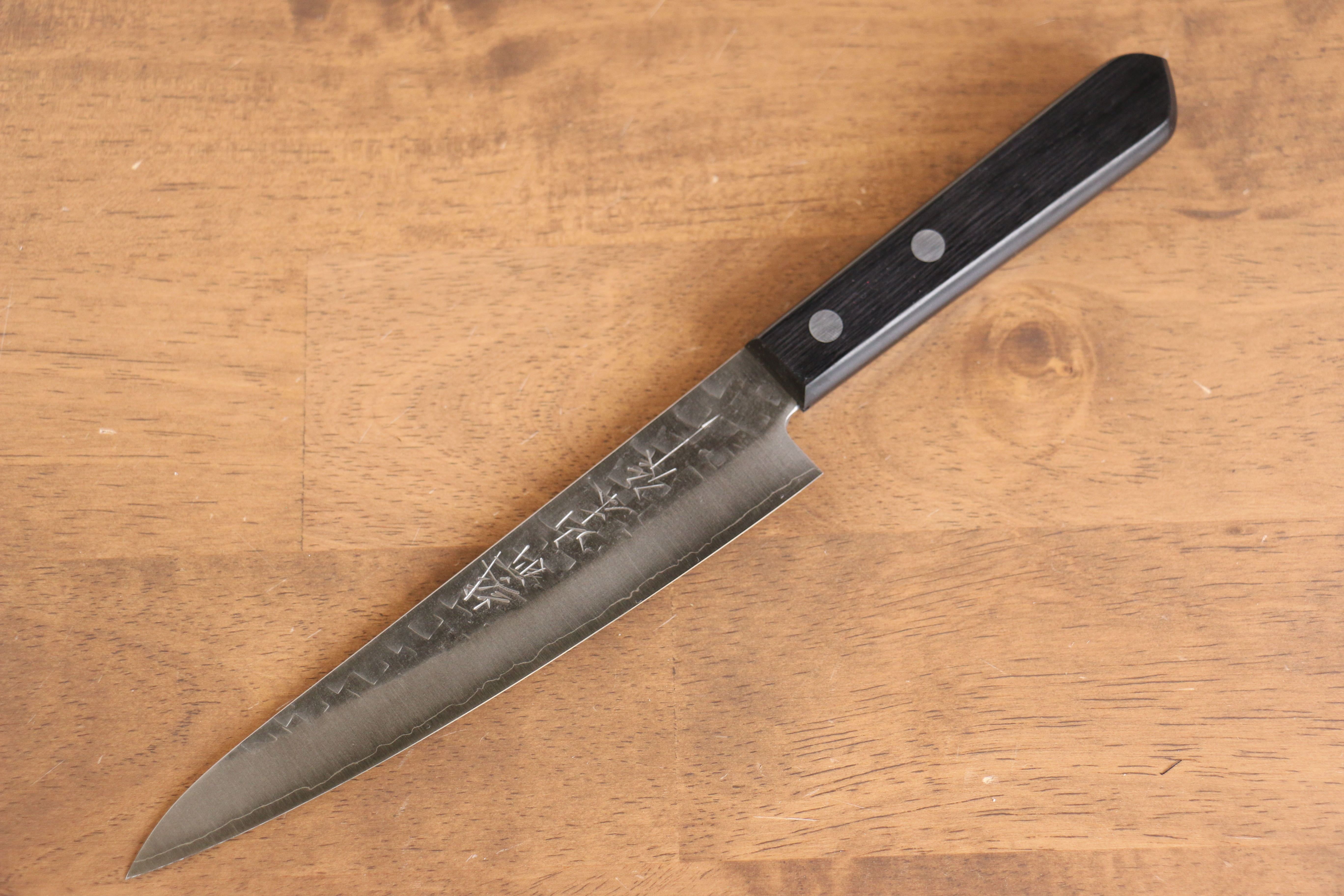 Nao Yamamoto Silver Steel No.3 Hammered Petty-Utility 160mm Black Pakkawood Handle - Seisuke Knife