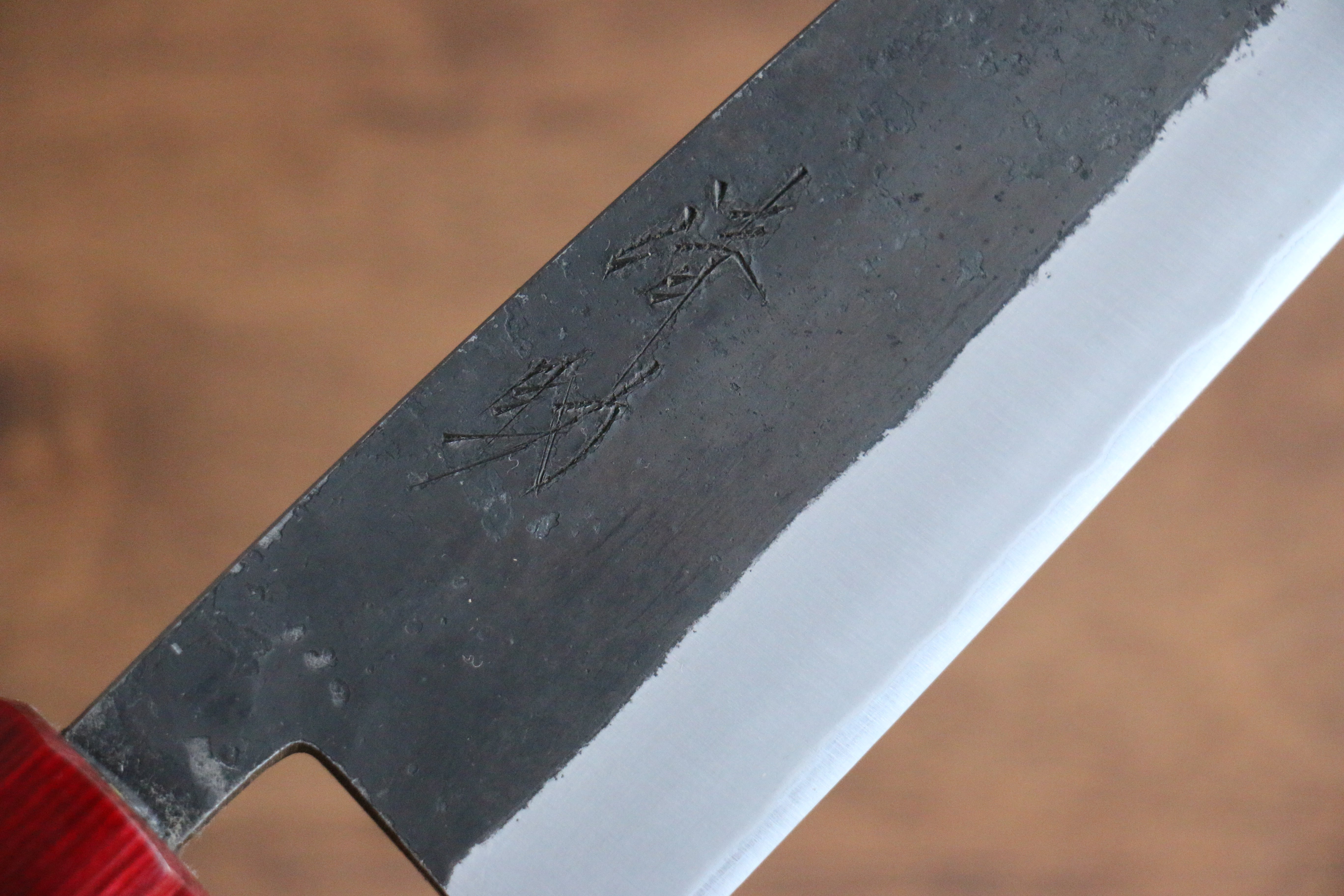 Seisuke Kurumi Blue Steel Kurouchi Santoku 165mm Walnut (With Double Red Pakka wood) Handle - Seisuke Knife