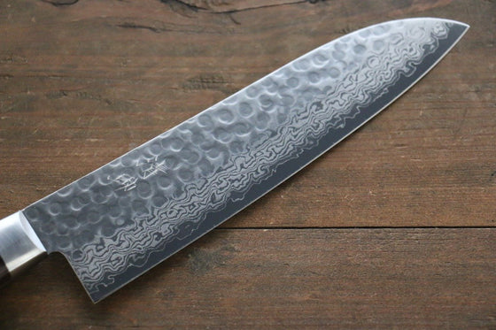 Seisuke VG10 17 Layer Damascus Santoku 180mm Mahogany Handle - Seisuke Knife