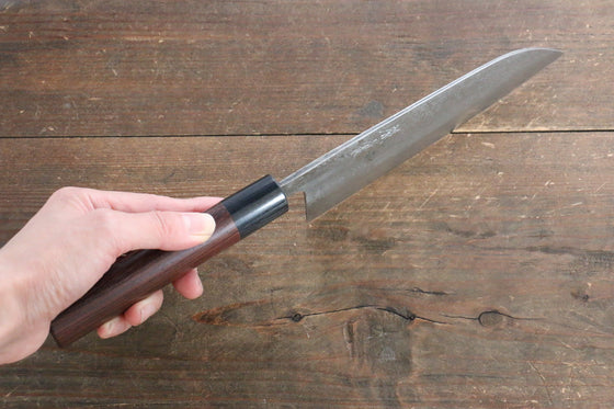 Fujiwara Teruyasu White Steel No.1 Nashiji Santoku 165mm with shitan Handle - Seisuke Knife