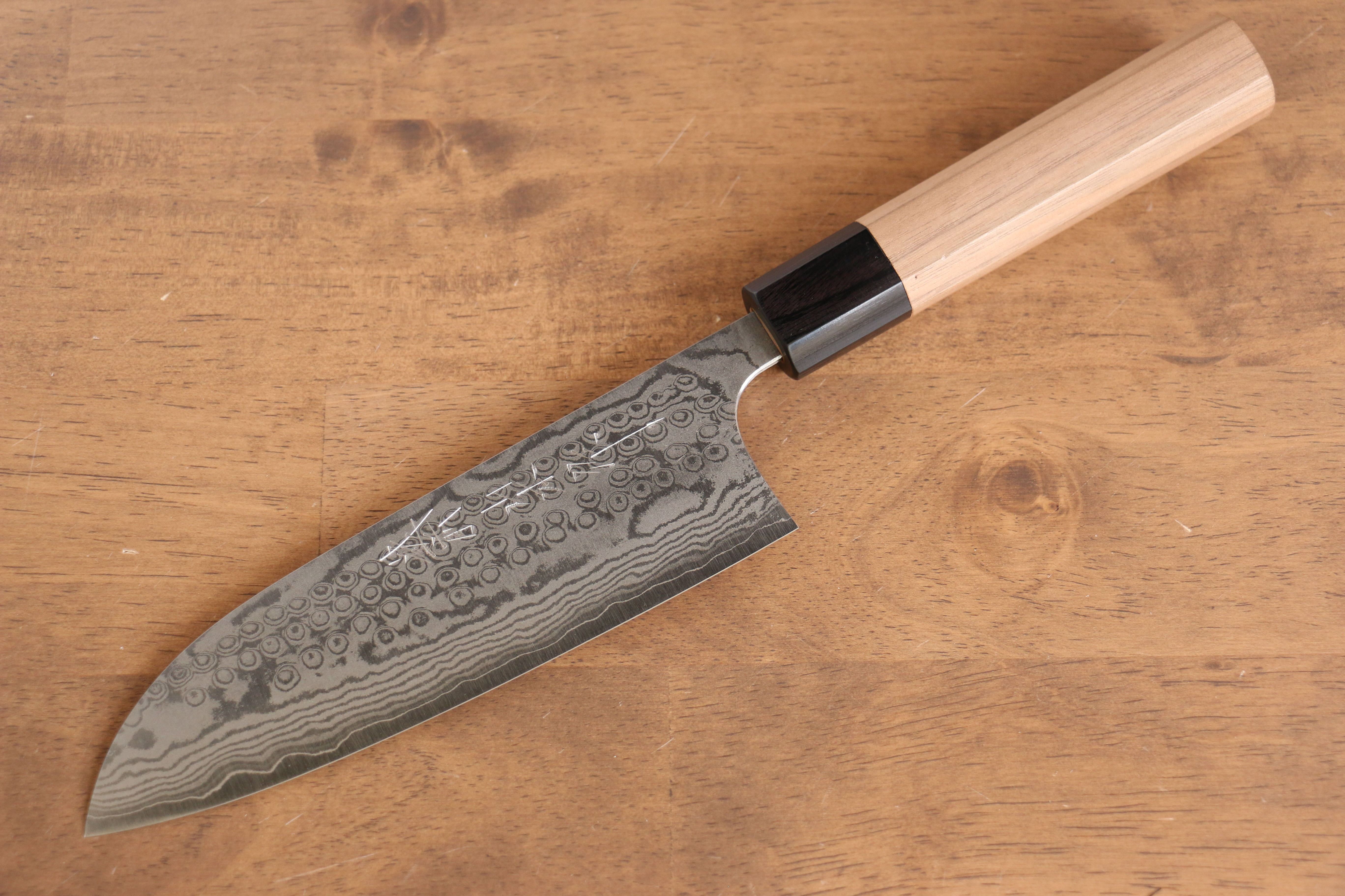 Nao Yamamoto VG10 Damascus Santoku 165mm with Walnut Handle - Seisuke Knife