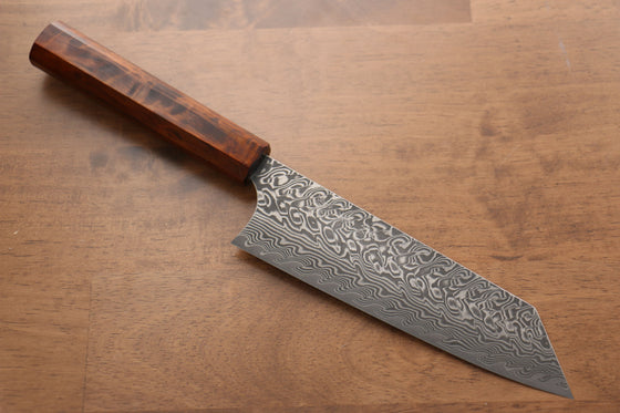 Yoshimi Kato SG2 Damascus Bunka 165mm Lacquered Sugi Cedar Handle - Seisuke Knife