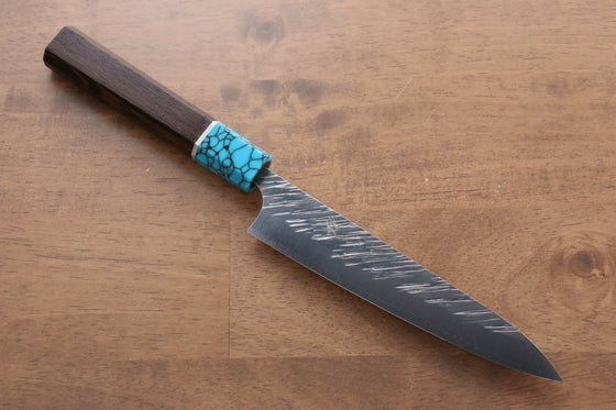 Yu Kurosaki Fujin SG2 Hammered Damascus Petty-Utility 150mm Wenge(ferrule: Turquoise with Ring) Handle - Seisuke Knife