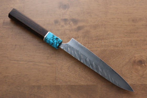 Yu Kurosaki Fujin SG2 Hammered Damascus Petty-Utility 150mm Wenge(ferrule: Turquoise with Ring) Handle - Seisuke Knife