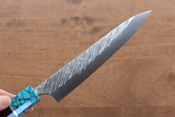 Yu Kurosaki Fujin SG2 Hammered Damascus Petty-Utility 150mm Wenge(ferrule: Turquoise with Ring) Handle - Seisuke Knife