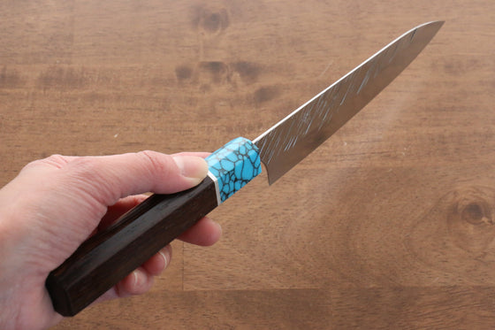 Yu Kurosaki Fujin SG2 Hammered Damascus Petty-Utility 150mm Wenge(ferrule: Turquoise with Ring) Handle - Seisuke Knife