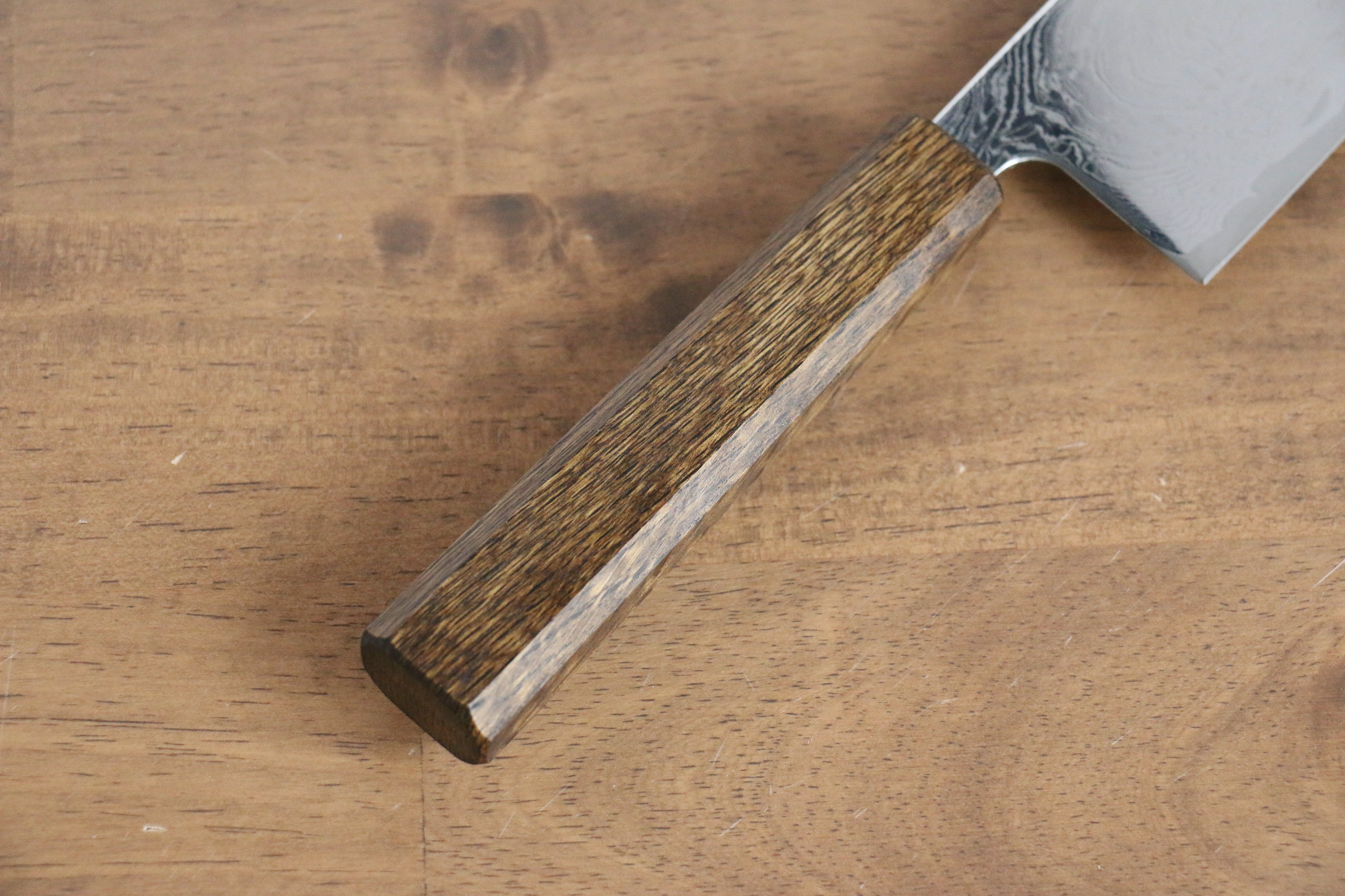 Seisuke Nami AUS10 Mirrored Finish Damascus Nakiri 170mm Oak Handle - Seisuke Knife