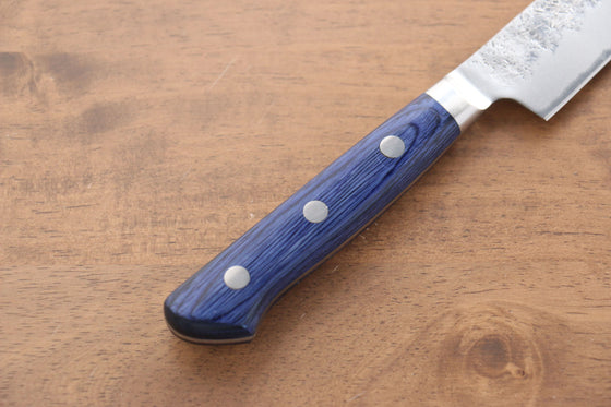 Seisuke Blue Steel No.2 Nashiji Japanese Kiritsuke Santoku & Kiritsuke Petty Navy blue Pakka wood Handle - Seisuke Knife