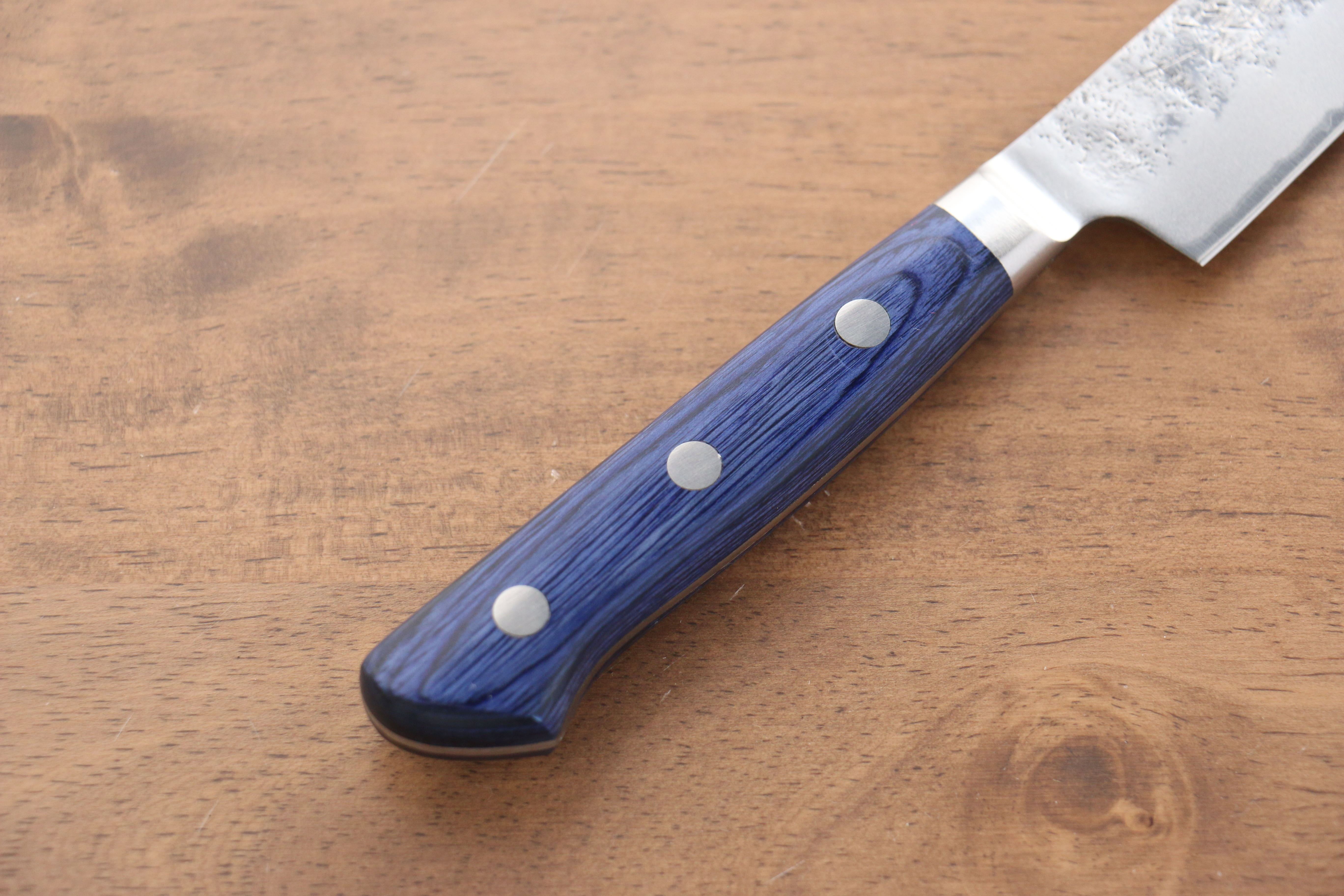 Seisuke Blue Steel No.2 Nashiji Kiritsuke Petty-Utility 145mm Blue Pakkawood Handle - Seisuke Knife