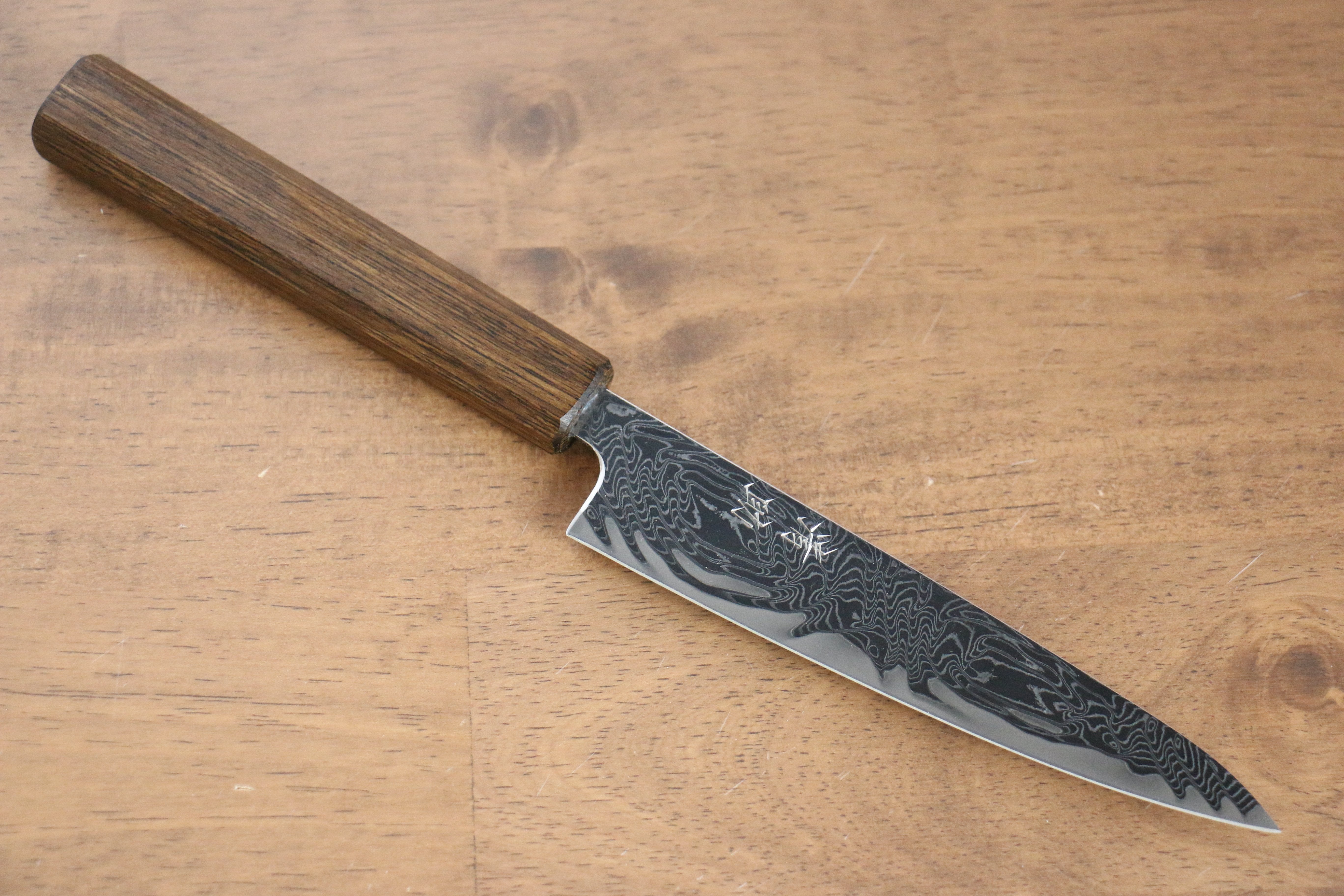 Seisuke Nami AUS10 Migaki Damascus Petty-Utility 135mm Oak Handle - Seisuke Knife