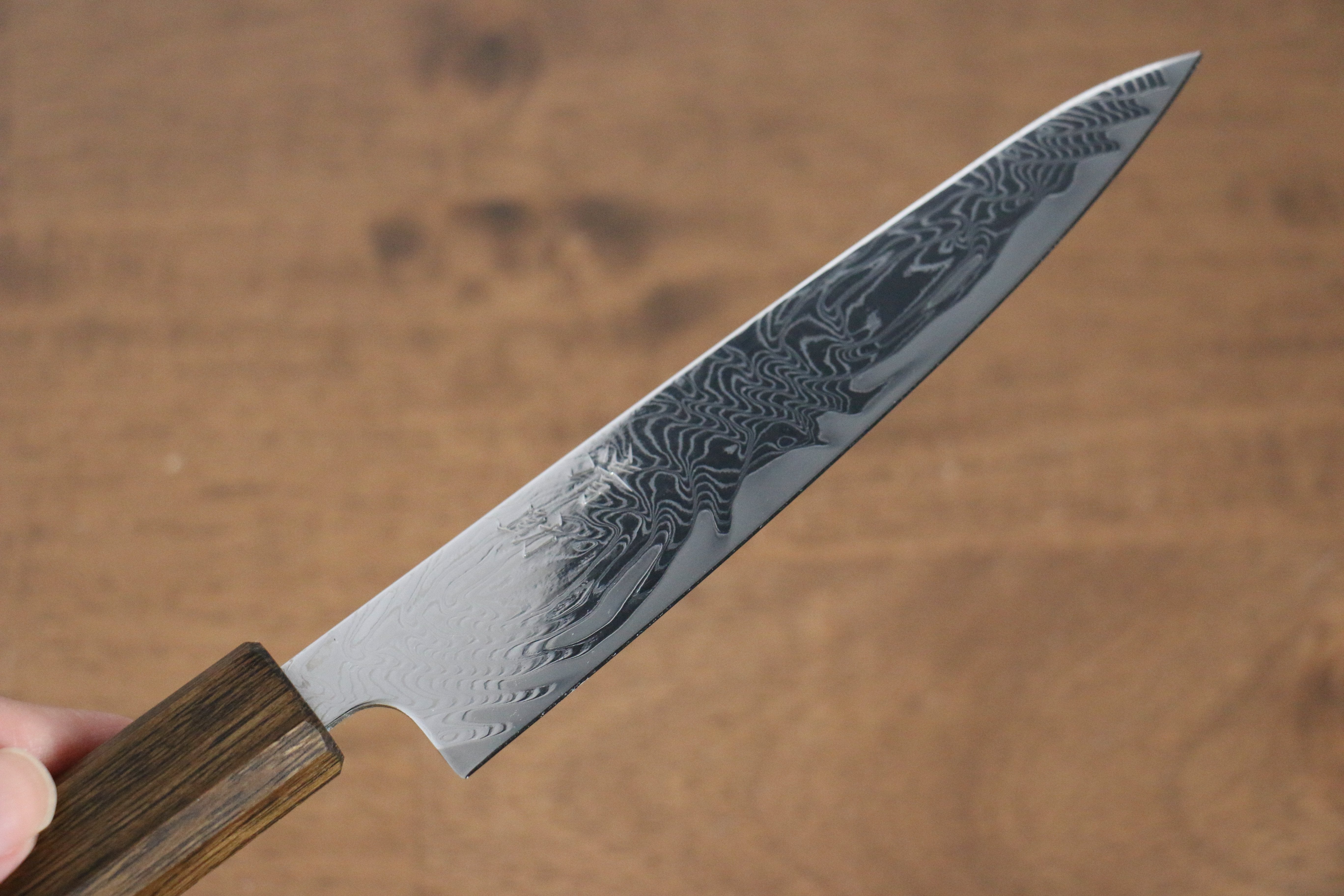 Seisuke Nami AUS10 Migaki Damascus Petty-Utility 135mm Oak Handle - Seisuke Knife