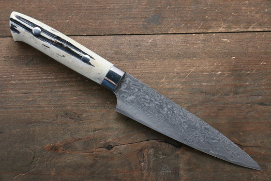 Takeshi Saji SG2 Black Damascus Petty-Utility 130mm White Cow Bone Handle - Seisuke Knife