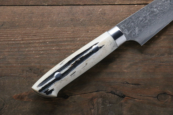 Takeshi Saji SG2 Black Damascus Petty-Utility 130mm White Cow Bone Handle - Seisuke Knife