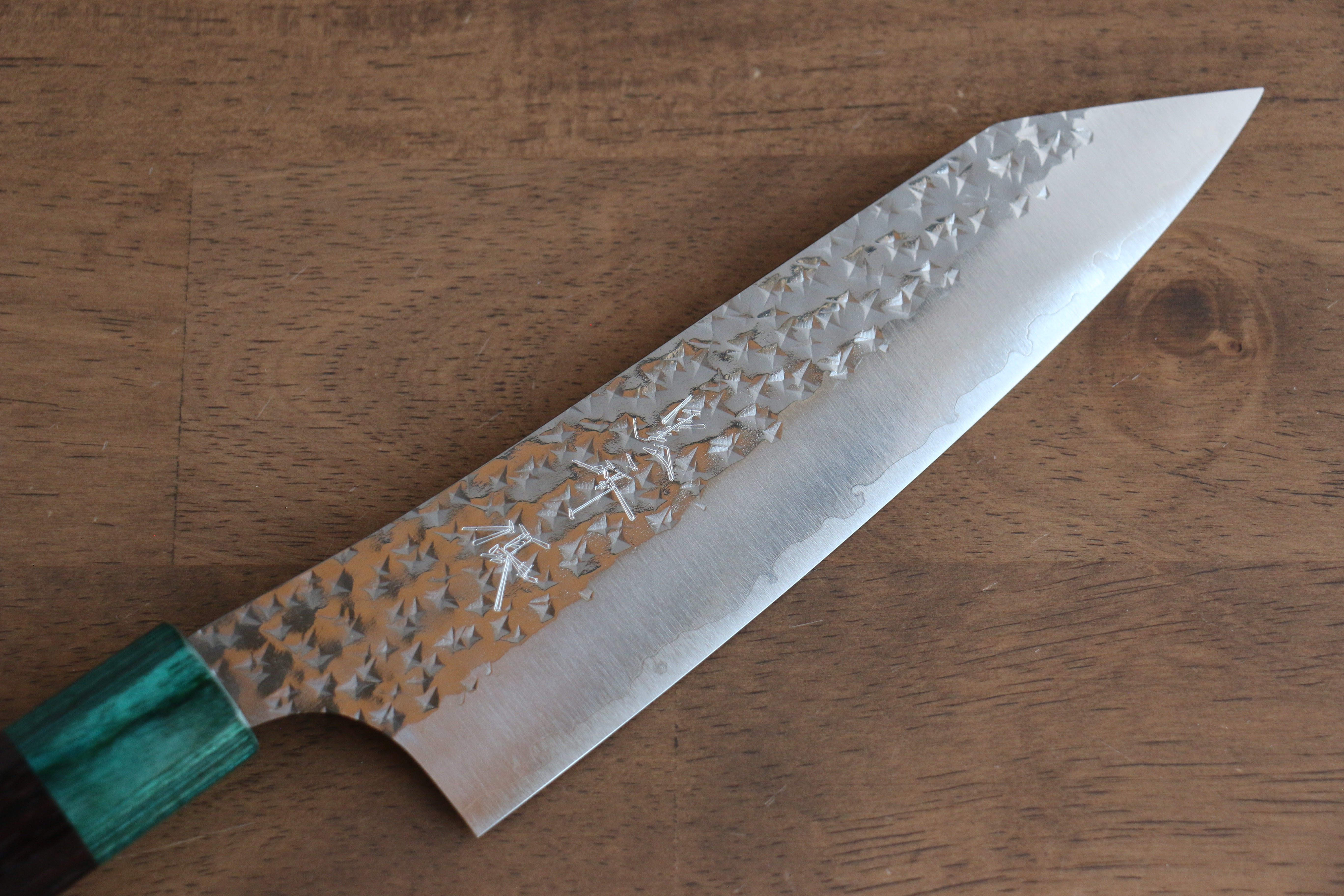 Yu Kurosaki Senko Ei SG2 Hammered Bunka 165mm Shitan (ferrule: Green Pakka wood) Handle - Seisuke Knife