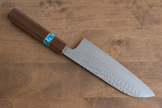 Yu Kurosaki Senko SG2 Hammered Santoku 165mm Walnut(ferrule: Turquoise) Handle - Seisuke Knife